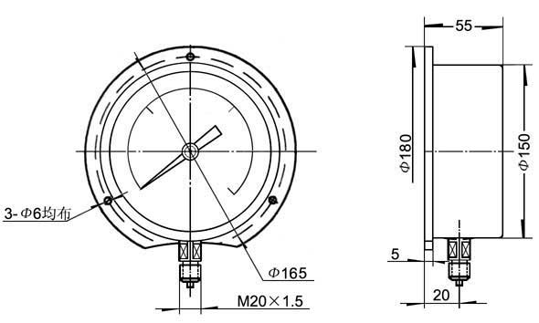 后帶邊精密真空表